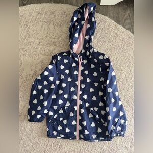 Carter's Navy Heart Raincoat with Pink Accents